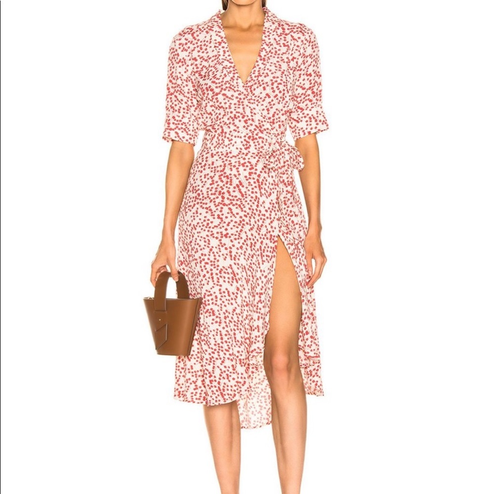 GANNI floral-print crepe wrap dress (S)